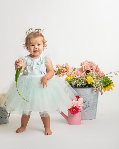Caramelo Baby Girls Mint Baby Bow Dress 0321262