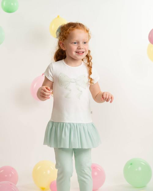 Caramelo Girls Mint Bow Graphic Legging Set 3498124