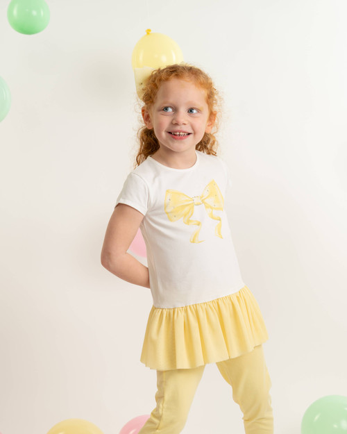 Caramelo Girls Lemon Bow Graphic Legging Set 3498124