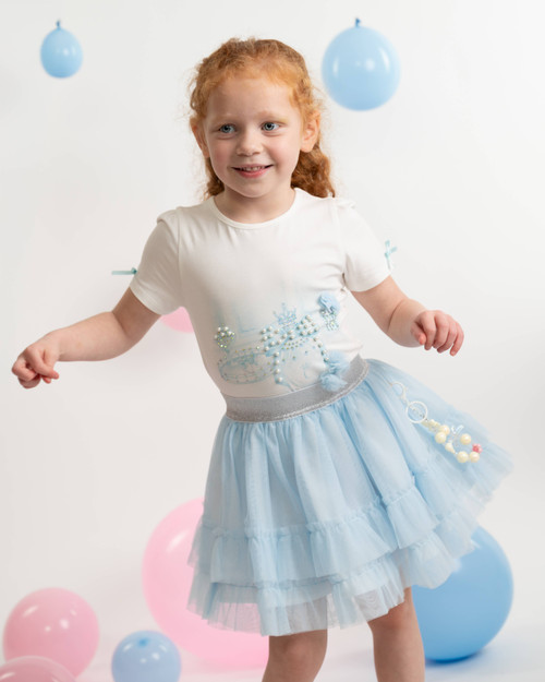 Caramelo Girls Blue Perfume Graphic Skirt Set 3453114