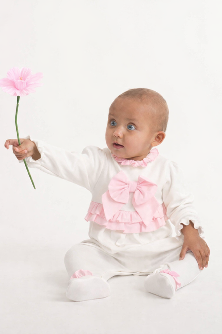 Caramelo Baby Girls Pink Poplin Frill Sleepsuit 0341263