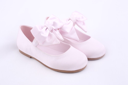Caramelo Girls Pink Satin Bow Pump Shoes 377104
