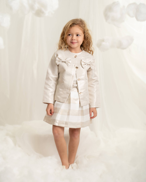 Caramelo Girls Gold Caramelo Occasion Bow Skirt Set 0122178