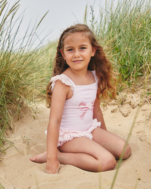 Caramelo 349403 Pink Tulle Frill Glitter Bow Swimsuit (UPF50)