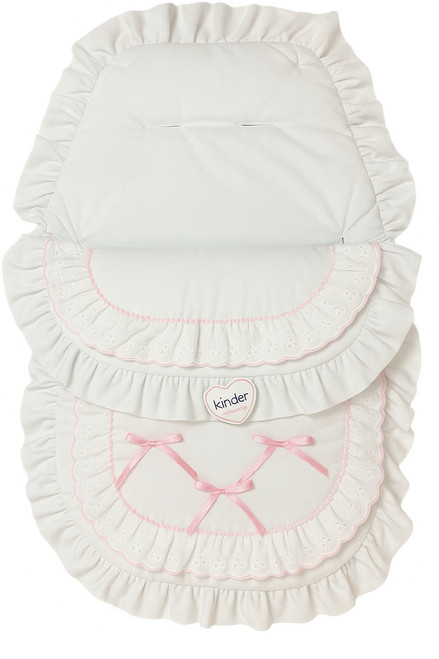 Kinder 8005 Ruffle Bow Buggy Liner/Cosy Toes - White/Pink