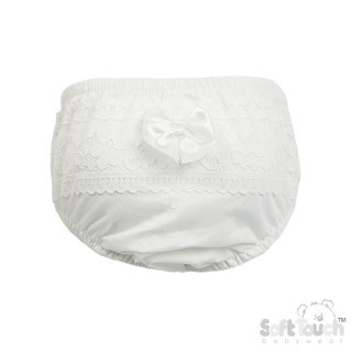SOFT TOUCH FP30 FRILLY WHITE PANTS WITH SATIN BOW