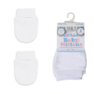 SOFT TOUCH PRP115 TINY BABY 2 PK ANTI-SCRATCH MITTENS - WHITE