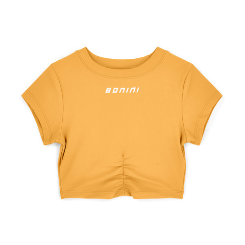 ADEE Bonini BNC003 Girls Orange Short Sleeved Ruched Sports Top - ASPIRE