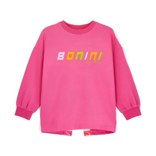 ADEE Bonini BNA608 Girls Hot Pink Logo Sweatshirt with Tape Detail - GROOVE