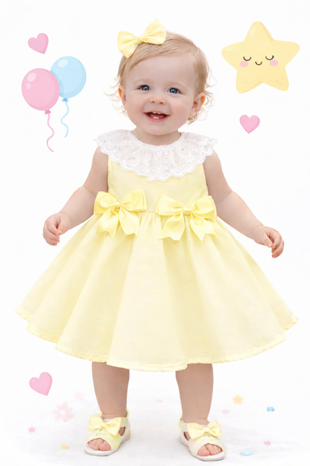 Kinder Boutique Lemon Dress with Frill Collar 7000