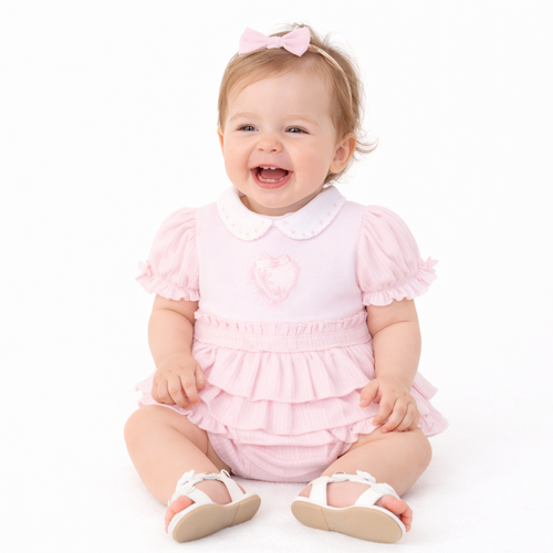 Pastels & Co Girls Pink Lovely Layette Romper - Hattie