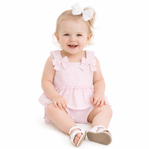 Pastels & Co Girls Pink Gorge Gingham Top & Short Set  - Rowan