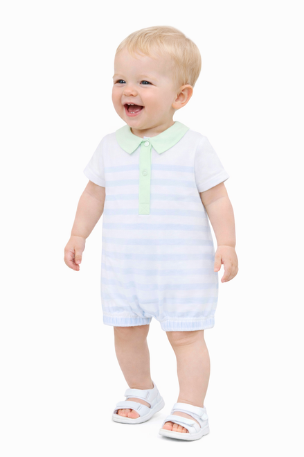 Pastels & Co Boys Mint Beach Hut Romper - Bartleby