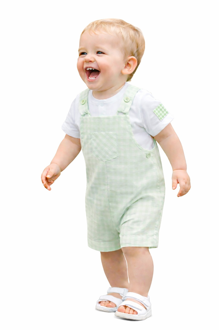 Pastels & Co Boys Mint Going Gingham Dungaree Set - Ross