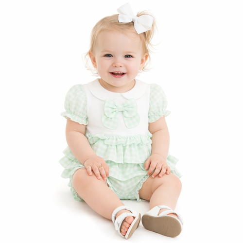 Pastels & Co Girls Mint Gorge Gingham Bloomer Set  - River