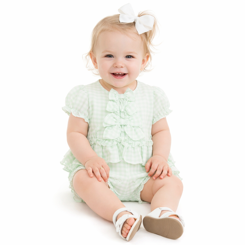Pastels & Co Girls Mint Gorge Gingham Top & Short Set  - Rosalie