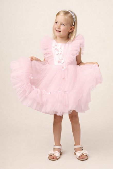Caramelo Girls Pink Pearl & Flower Party Dress 0321136