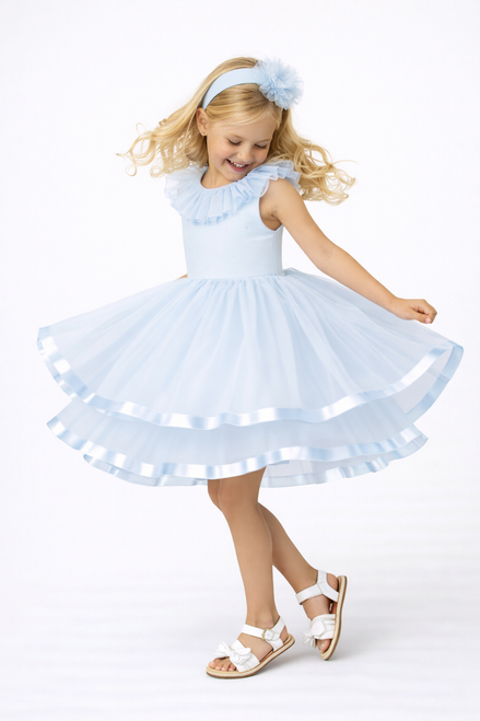 Caramelo Girls Sky Tulle Diamante Party Dress with Headband 0321135