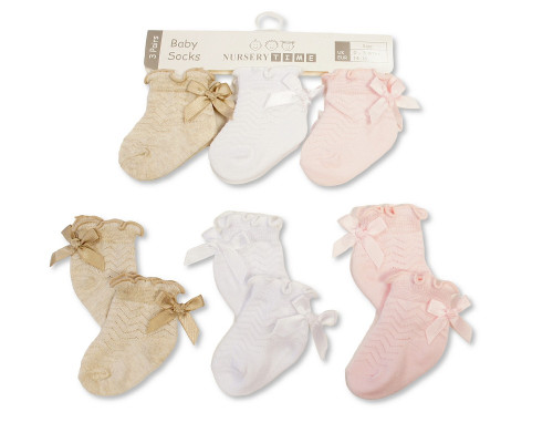 Nursery Time 3 pack baby girls socks BW61-2237