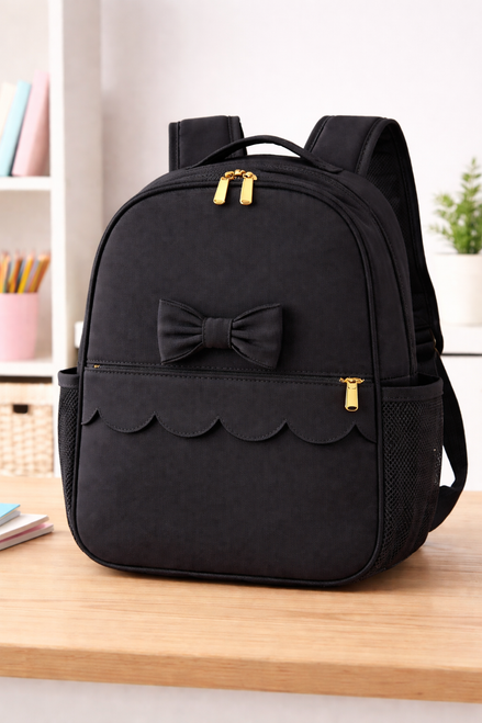 Love & Learn Girls Black Scallop School Bag