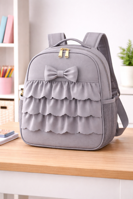 Love & Learn Girls Grey Ruffles School Bag