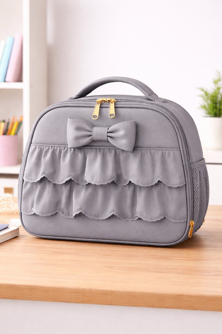 Love & Learn Girls Grey Ruffles Lunch Bag