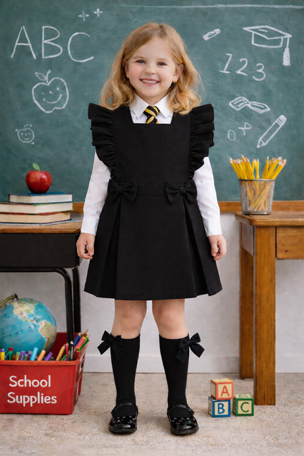 Love & Learn Girls Black Ruffles Pinafore