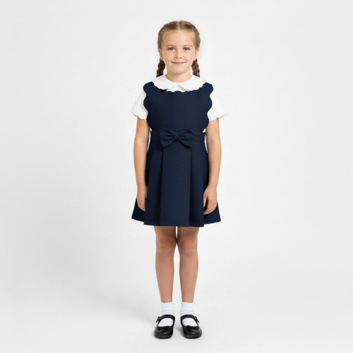 Love & Learn Girls Navy Scallops Pinafore