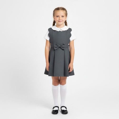Love & Learn Girls Grey Scallops Pinafore