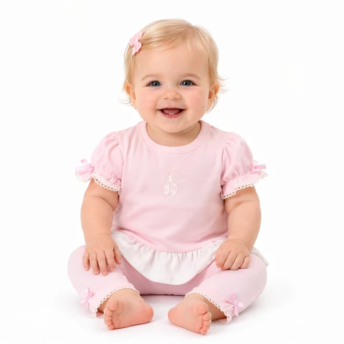 Kinder Boutique Girls Pink Tunic and Legging Set With Ballet Shoes BBKK-16