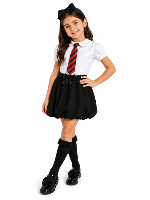 Caramelo Girls Black Bubble Hem School Skirt 345117