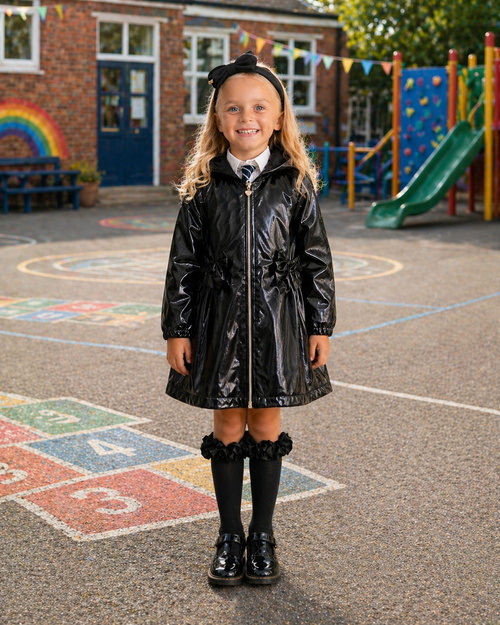 Caramelo Girls Glitter Black Rain Mack 342397