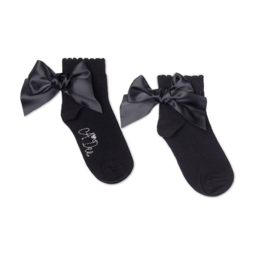 Adee Girls Black Ankle Sock With Bow - Cara (W266902)