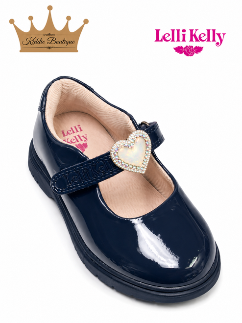 Lelli Kelly Girls Navy Sabrina Colour Changing Heart School Shoe LKSO8967CVR