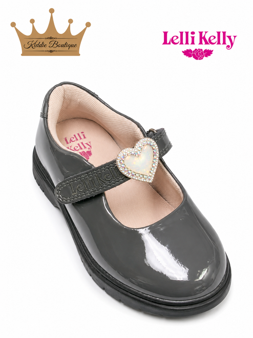 Lelli Kelly Girls Grey Sabrina Colour Changing Heart School Shoe LKSO8967CVR
