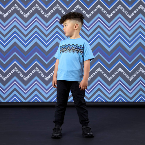 Mitch & Son Boys Cornflower Blue ZigZag Print T-Shirt - Wallace (MS26611)