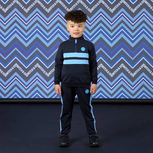 Mitch & Son Boys Black 1/4 Zip Tracksuit - Walker (MS26606)