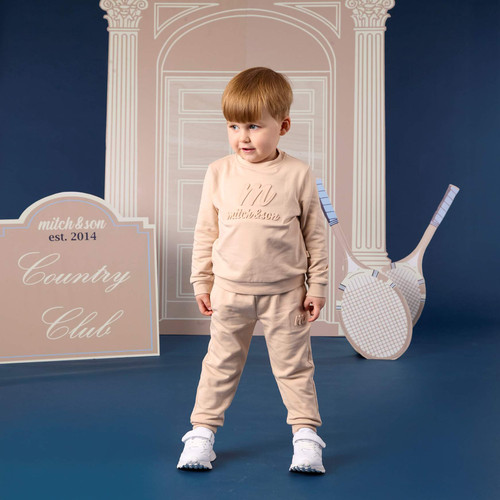 Mitch & Son Boys Beige Crewneck Tracksuit - Seth (MS26419)