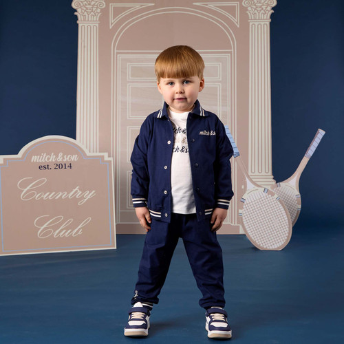 Mitch & Son Boys Navy Twill Bomber Jacket - Santiago (MS26404)