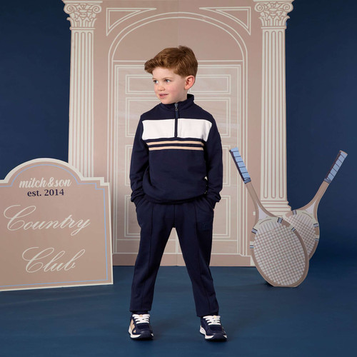Mitch & Son Boys Navy 1/4 Zip Tracksuit - Samson (MS26409)