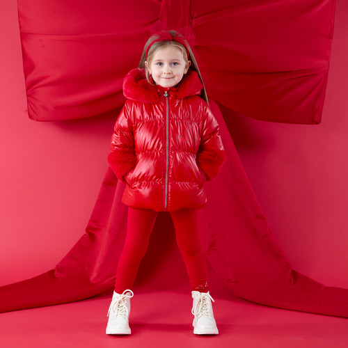 ADEE AVERY Red Short fur trim jacket W263209