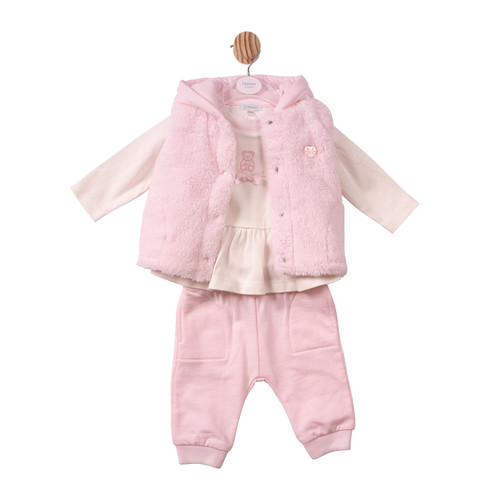 Mintini Girls TUNIC, TROUSER & GILET-PINK MB7431