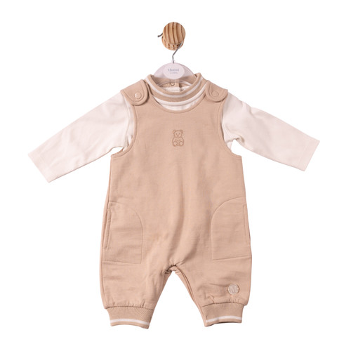 Mintini Boys TOP & DUNGAREE-IVORY/BEIGE MB7308