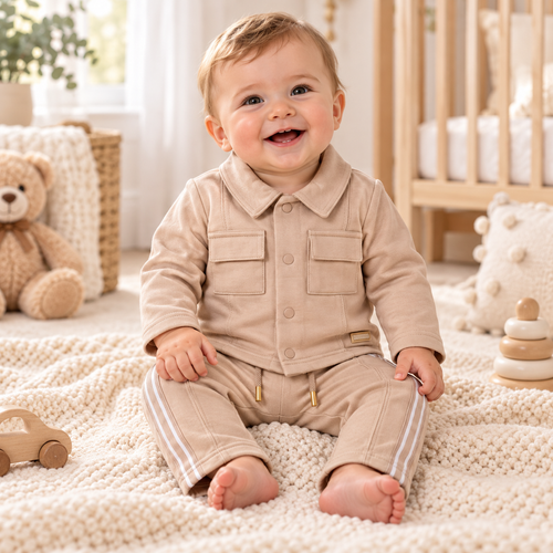 Mintini Boys SHIRT & TROUSER-BEIGE MB7412