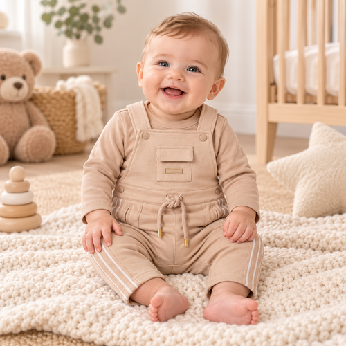 Mintini Boys TOP & DUNGAREE-BEIGE MB7411