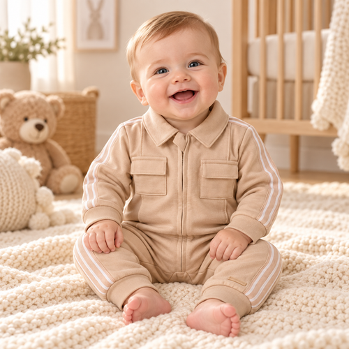 Mintini Boys ROMPER-BEIGE MB7410
