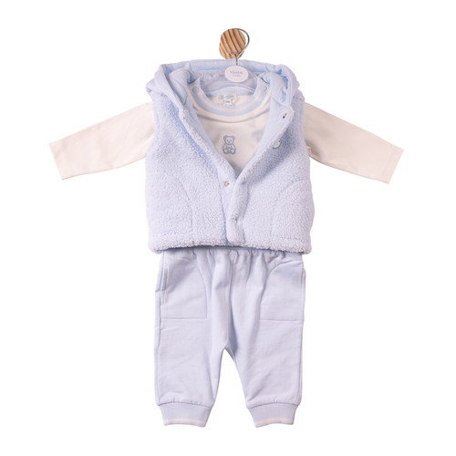 Mintini Boys TOP, TROUSER & GILET-IVORY/BLUE MB7305