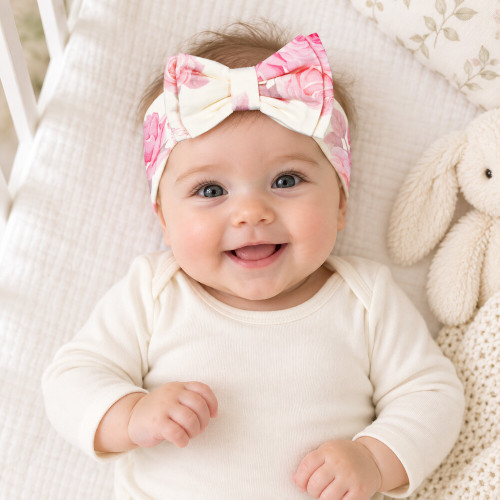 Little A Rose Print Bow Headband - Dana (LA26314)