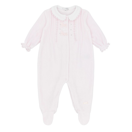 Blues Baby Girls Pink Velour All In One BB3116