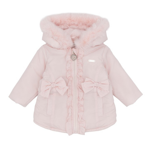 Blues Baby Girls Pink Coat With Fur Hood BB3254